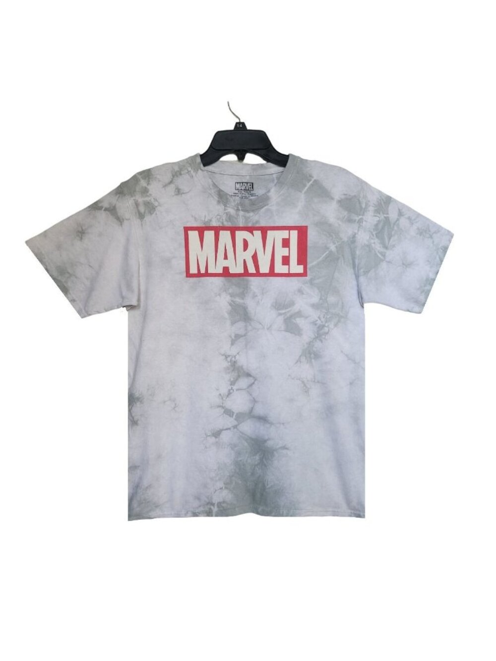 ⭐Marvel Sz M Kids Tie-dye White Gray Red Graphic Print Cotton T-shirt logo